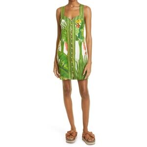 farm rio green banana linen mini dress Farm Rio Women's Star Fruit Mini Dress Linen Blend Sz S Banana Buttons